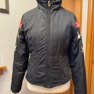 Winter Elegance Obermeyer 1947 Floral Embroidered Black Jacket